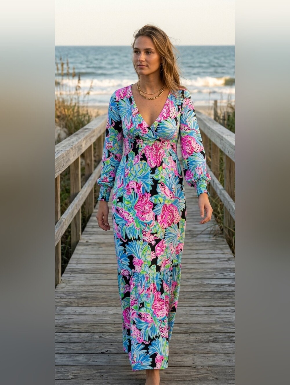 NWT Lilly Pulitzer Mistral Maxi in Onyx Jaguar Jungle Jersey Knit Dress M $218